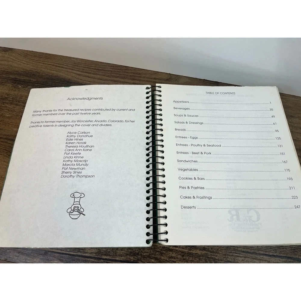 Baker's Dozen Cook Book Cookbook Waverly Iowa 13 Member Group Green Cover Spiral